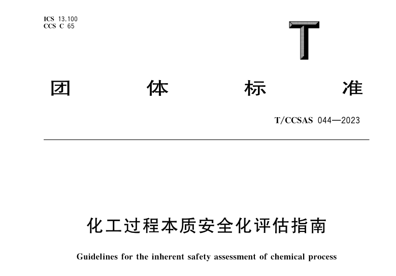 TCCSAS 044-2023 化工过程本质安全化评估指南